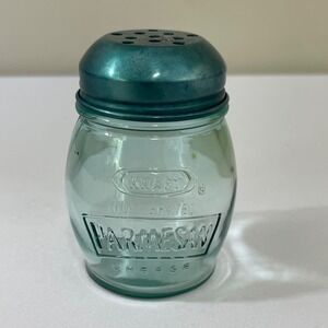 Vintage Kraft Advertising Parmesan‎ Cheese Green Glass Table Shaker W/ Metal Lid